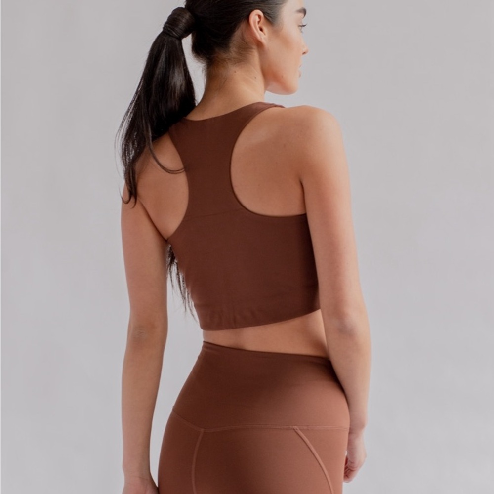 GIRLFRIEND COLLECTIVE Palona Bra Earth Brown Large - Picture 2 of 10
